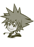 Sora's Master Form sprite as it appears in Timeless River.