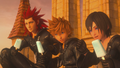 Roxas with Axel and Xion in the cutscene "Opening".