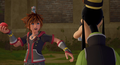 Goofy watches Little Chef control Sora in the Woods in the cutscene "Under Control?".