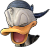 Donald Duck's HP sprite when he takes damage as it appears in The Caribbean in Kingdom Hearts III.