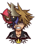 Sora's Master Form sprite while damaged as it appears in Halloween Town.