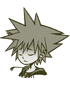 Sora's Master Form sprite during low health as it appears in Timeless River.