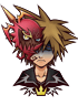 Sora's Valor Form sprite during low health as it appears in Halloween Town.