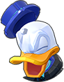 Donald Duck's HP sprite when he takes damage as it appears in Toy Box in Kingdom Hearts III.