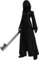 Hooded Xion as she appears in Kingdom Hearts III.