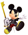 A battle render of King Mickey, as he appears in Kingdom Hearts III.