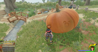 Rabbit's House: On the giant pumpkin.