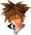 Sora's sprite as it appears in his Kingdom Hearts II attire when suffering low health.