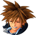 Sora's sprite as it appears in his Kingdom Hearts II attire when taking damage.