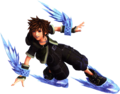 Sora as he appears in his Blitz form in Kingdom Hearts III.