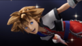 Sora, as he glides above the other Smash Bros. fighters.