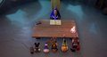 Sora, Riku, King Mickey, Donald, and Goofy bow to Yen Sid in the cutscene "A Fresh Start".