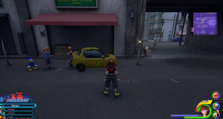 The City / North District: Walk down the alley on the Northern side of the train tracks to find a yellow car with the emblem on its side.