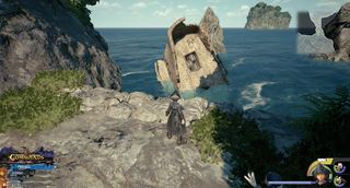 The High Seas / Southern Waters: Head to Ship's End Island and climb to the rock island. Follow the path to its end and look down.